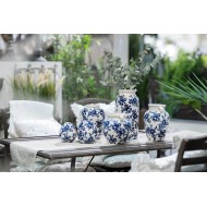 Wazon ceramiczny biały z niebieskim wzorem 22 cm – dekoracyjny wazon w stylu klasycznym