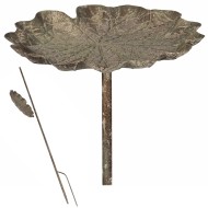 Metalowe poidełko ogrodowe liść do wbicia – stare złoto