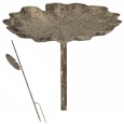 Metalowe poidełko ogrodowe liść do wbicia – stare złoto
