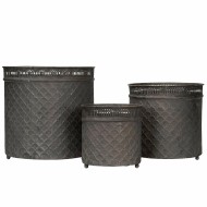 Doniczki metalowe loft komplet 3 szt. osłonki ciemnoszare bez odpływu