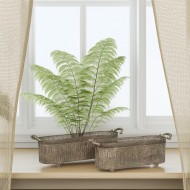 Doniczki metalowe korytka loft komplet 2 szt. postarzany zielony