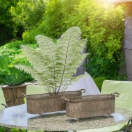 Doniczki metalowe korytka loft komplet 2 szt. postarzany zielony