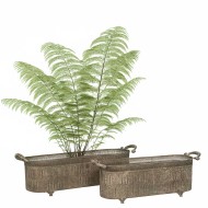 Doniczki metalowe korytka loft komplet 2 szt. postarzany zielony