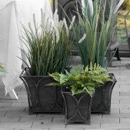 Doniczki metalowe kwadratowe loft komplet 3 szt. postarzany zielony