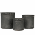 Doniczki metalowe ciemnoszare komplet 3 szt. loftowe osłonki bez odpływu