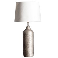 Lampa stołowa metalowa srebrna zdobiona 53 cm E27 loft bez klosza