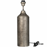 Lampa stołowa metalowa srebrna zdobiona 53 cm E27 loft bez klosza