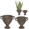 Doniczki metalowe kielich komplet 2 szt. postarzany szary loft bez odpływu