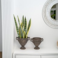 Doniczki metalowe kielich komplet 2 szt. postarzany szary loft bez odpływu