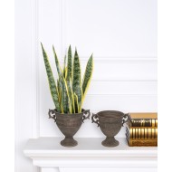 Doniczki metalowe kielich komplet 2 szt. postarzany szary loft bez odpływu