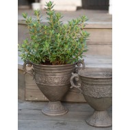 Doniczki metalowe kielich komplet 2 szt. postarzany szary loft bez odpływu