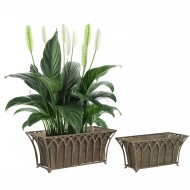 Doniczki metalowe prostokątne komplet 2 szt. postarzany zielony loft bez odpływu