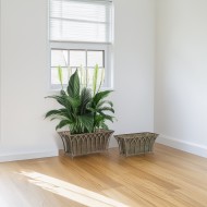 Doniczki metalowe prostokątne komplet 2 szt. postarzany zielony loft bez odpływu