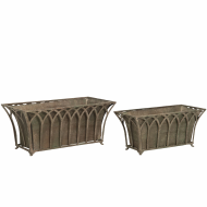 Doniczki metalowe prostokątne komplet 2 szt. postarzany zielony loft bez odpływu