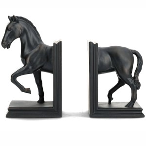 Podstawki na książki czarne koń komplet 2 szt. dekoracyjne bookend