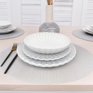 Serwis obiadowy biały ceramiczny 12 elementów dla 4 osób z połyskiem