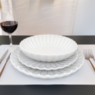 Serwis obiadowy biały ceramiczny 12 elementów dla 4 osób z połyskiem