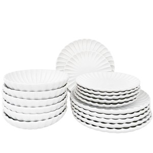 Serwis obiadowy biały 18 elementów dla 6 osób ceramiczny z połyskiem