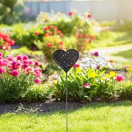 Metalowa dekoracja ogrodowa serce czarne do wbicia 76 cm