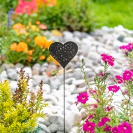 Metalowa dekoracja ogrodowa serce czarne do wbicia 76 cm