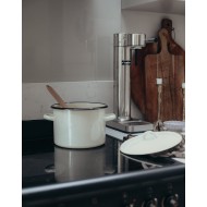 Garnek emaliowany biały z pokrywką 3L klasyczny retro indukcja