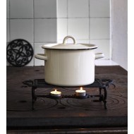 Garnek emaliowany biały z pokrywką 3L klasyczny retro indukcja