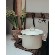 Garnek emaliowany biały z pokrywką 3L klasyczny retro indukcja