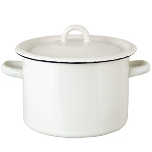 Garnek emaliowany biały z pokrywką 3L klasyczny retro indukcja