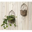 Kwietnik ścienny metalowy retro zielony 2 szt. doniczki bez odpływu