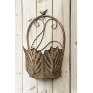 Kwietnik ścienny metalowy retro zielony 2 szt. doniczki bez odpływu