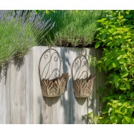 Kwietnik ścienny metalowy retro zielony 2 szt. doniczki bez odpływu