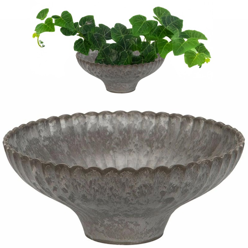 Misa ogrodowa szara 17 cm z recyklingu doniczka dekoracja