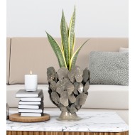 Doniczka metalowa szara loft na nóżce 27x31 cm dekoracyjna