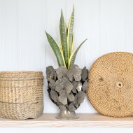 Doniczka metalowa szara loft na nóżce 27x31 cm dekoracyjna