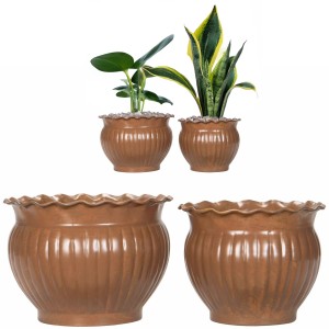 Doniczki metalowe dekoracyjne brązowe 2 szt. bez odpływu do roślin