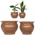 Doniczki metalowe dekoracyjne brązowe 2 szt. bez odpływu do roślin