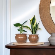 Doniczki metalowe dekoracyjne brązowe 2 szt. bez odpływu do roślin
