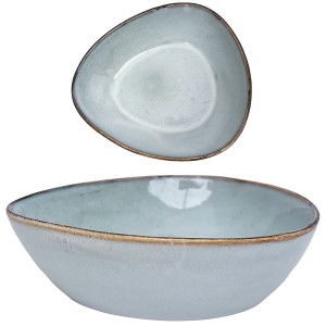 Miska ceramiczna błękitna obiadowa 600ml trójkątna salaterka mikrofala