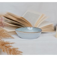 Miska ceramiczna błękitna obiadowa 600ml trójkątna salaterka mikrofala