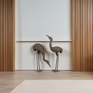 Figurki metalowe żurawie ogrodowe 2 szt. szare odporne na rdzę loftowe