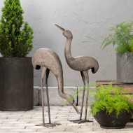 Figurki metalowe żurawie ogrodowe 2 szt. szare odporne na rdzę loftowe