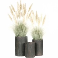 Osłonki metalowe 3 szt. postarzane czarne duże rustykalne bez odpływu