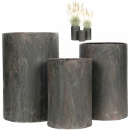 Osłonki metalowe 3 szt. postarzane czarne duże rustykalne bez odpływu