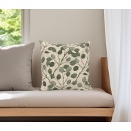 Poszewka dekoracyjna 45x45 liście lniana struktura zamek zip do prania