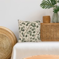 Poszewka dekoracyjna 45x45 liście lniana struktura zamek zip do prania
