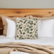 Poszewka dekoracyjna 45x45 liście lniana struktura zamek zip do prania