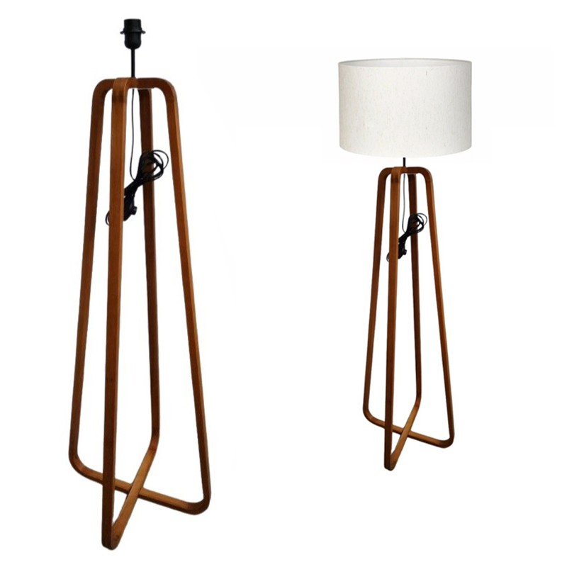 Lampa podłogowa drewniana dębowa 140 cm bez klosza boho skandynawska E27