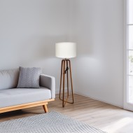 Lampa podłogowa drewniana dębowa 140 cm bez klosza boho skandynawska E27