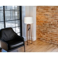 Lampa podłogowa drewniana dębowa 140 cm bez klosza boho skandynawska E27