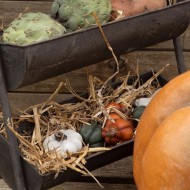 Zielone figurki dynie dekoracyjne, wodoodporne, komplet 2 szt. 5x8 cm i 6x4 cm